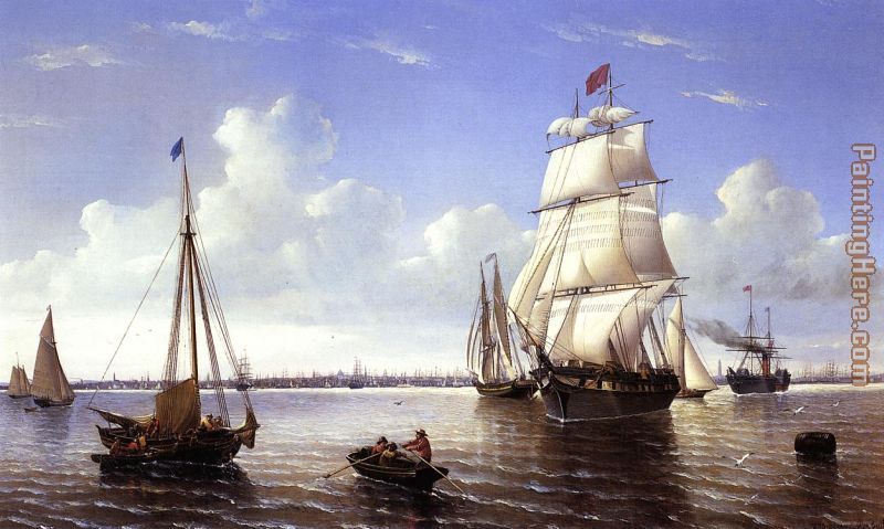 Boston Harbor painting - William Bradford Boston Harbor art painting
